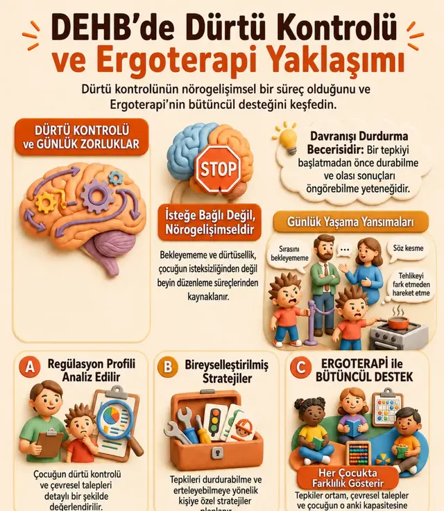 DEHB’de dürtü kontrolü günlük yaşamda nasıl görünebilir? konulu infografik önizlemesi
